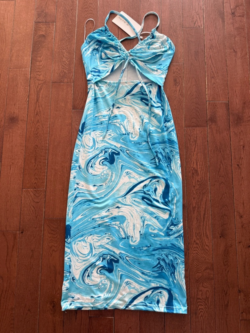 All About May crisscross blue bodycon dress boho coquette fairycore NWT